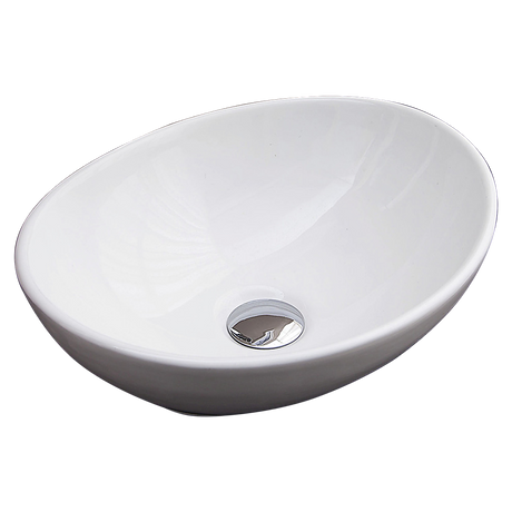 Oval above counter ceramic basin in white, 40x33cm bench top basin