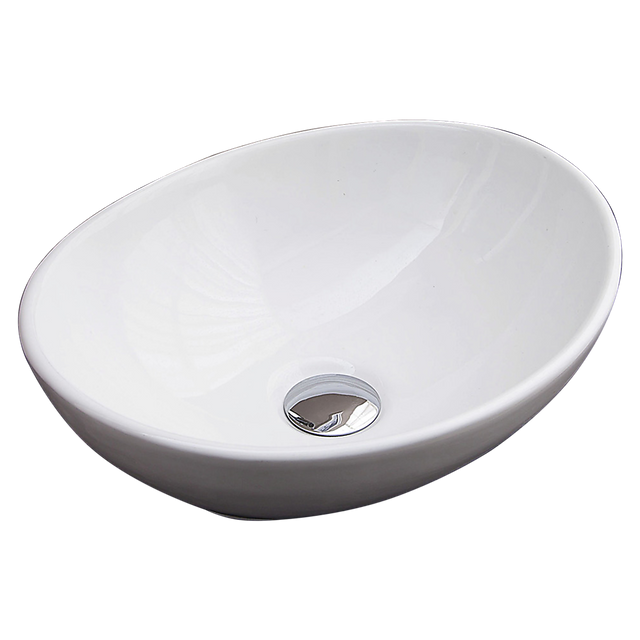Oval above counter ceramic basin in white, 40x33cm bench top basin