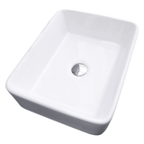 White square ceramic above counter basin, 480mm top view