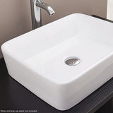 White square ceramic above counter basin, angled view