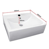 White rectangular ceramic above counter basin styled on vanity