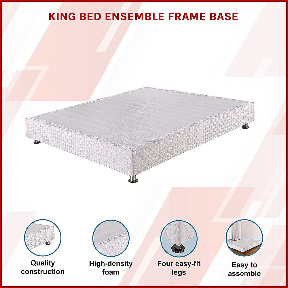 King ensemble bed base side profile showing depth and height — Allure Home Collections