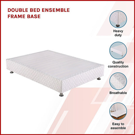 Salerno Double Ensemble Bed Base, White