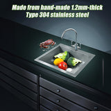 Handmade stainless steel kitchen and laundry sink 530x505mm