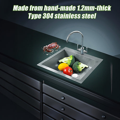 Handmade stainless steel kitchen and laundry sink 530x505mm