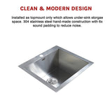 Handmade stainless steel kitchen and laundry sink 530x505mm