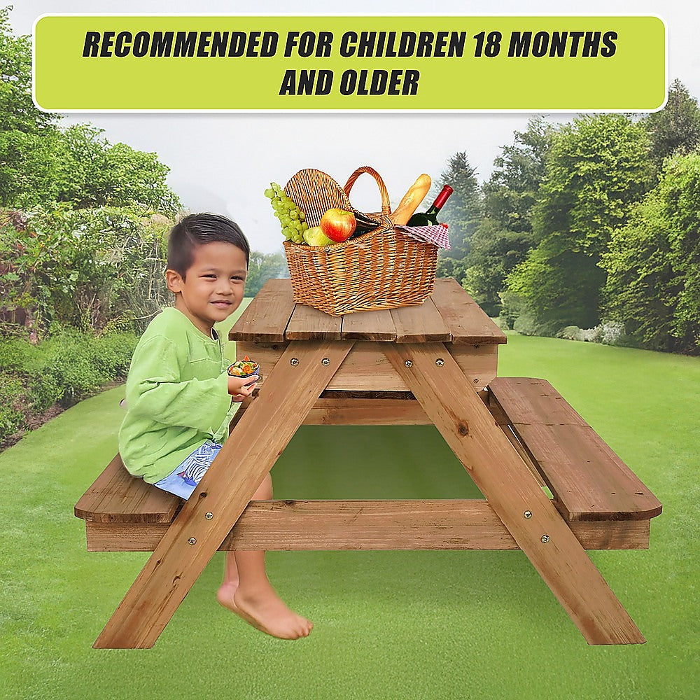 Kids picnic table outdoor setup