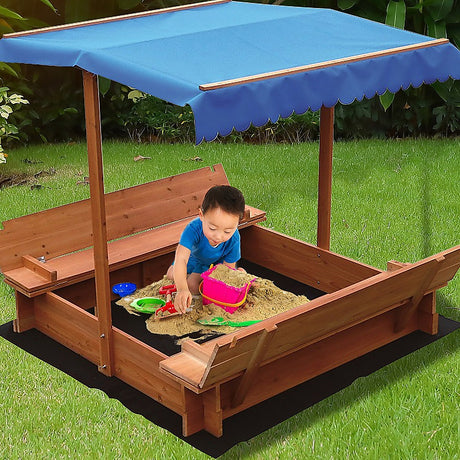 Wooden sandpit canopy top view