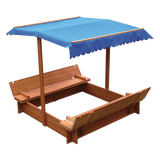 Wooden sandpit canopy fabric detail