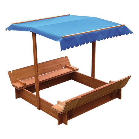 Wooden sandpit canopy fabric detail