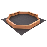 Large octagonal wooden sandpit with bench seats