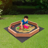 Octagonal wooden sandpit bench seat detail