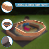Octagonal wooden sandpit timber detail