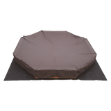 Octagonal wooden sandpit with cover tarp