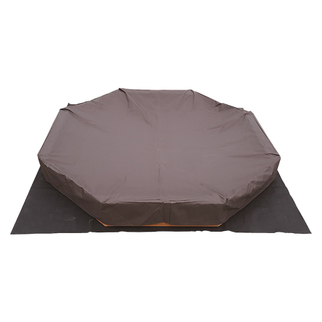 Octagonal wooden sandpit with cover tarp