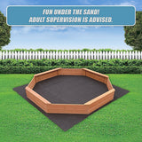 Octagonal wooden sandpit outdoor setup