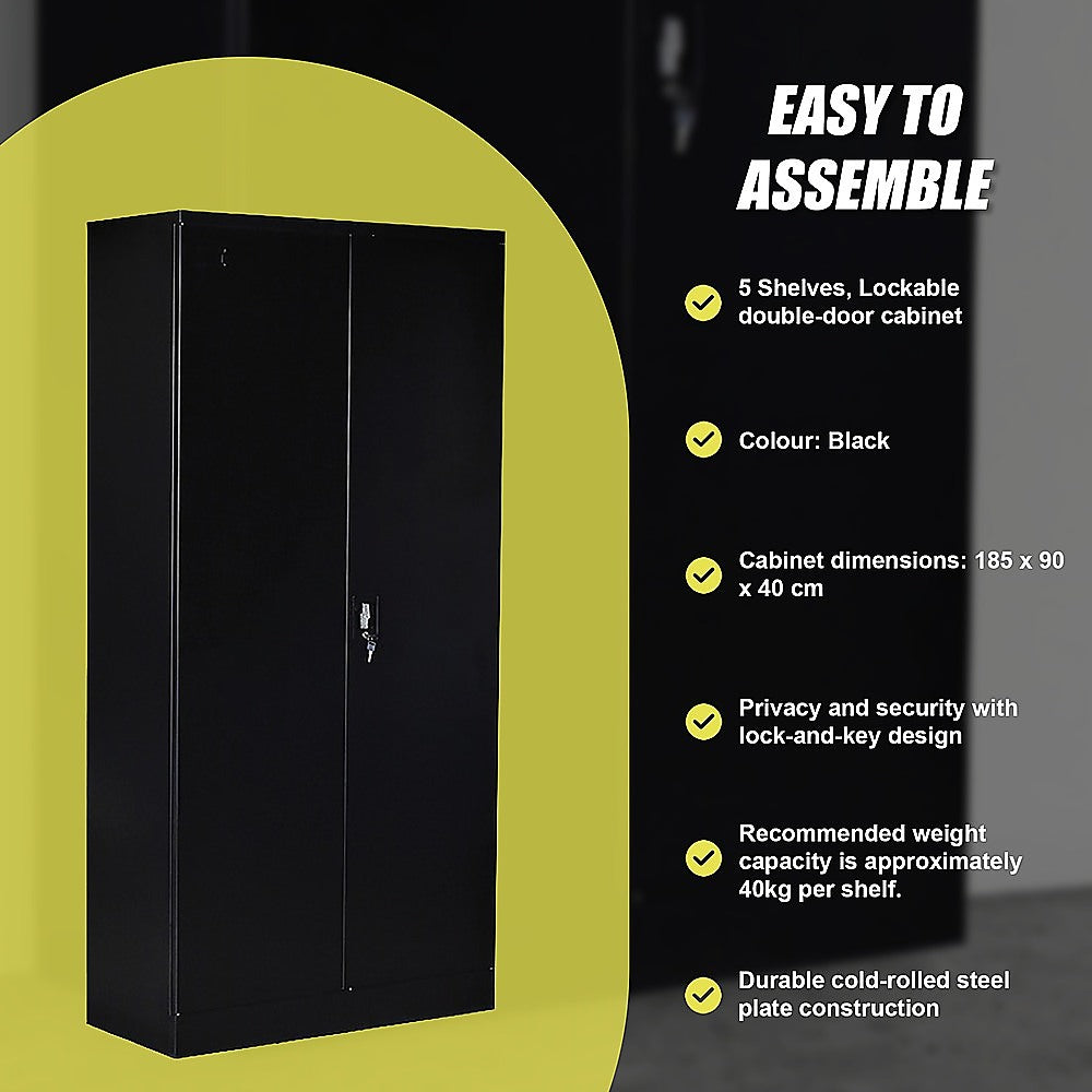 Pragel Two Door Steel Storage Locker Cabinet, 5 Shelf