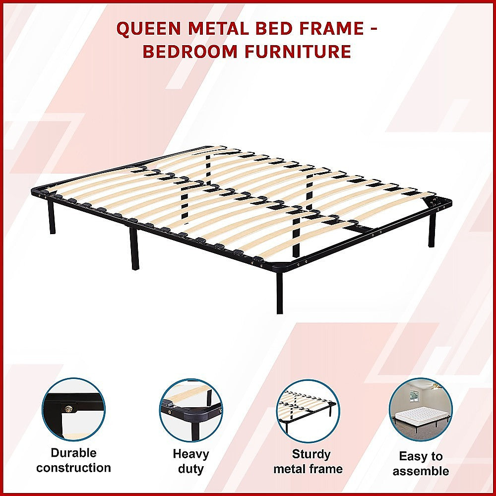 Allure queen metal bed frame from foot end — Allure Home Collections