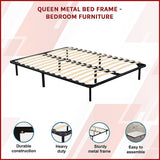 Allure queen metal bed frame from foot end — Allure Home Collections