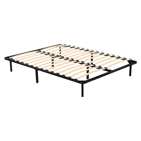 Allure steel queen bed frame in black powder-coated finish — full front view — Allure Home Collections
