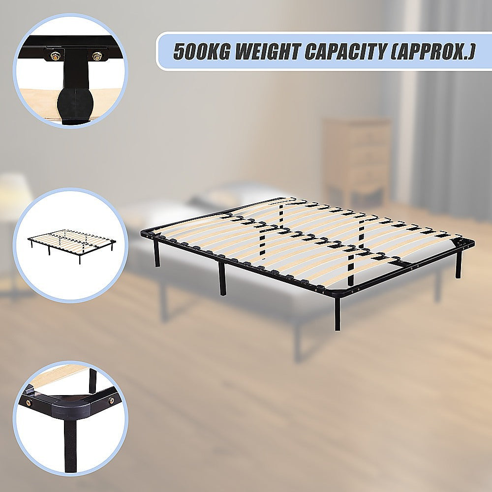 Allure queen metal bed frame in bedroom with mattress — Allure Home Collections