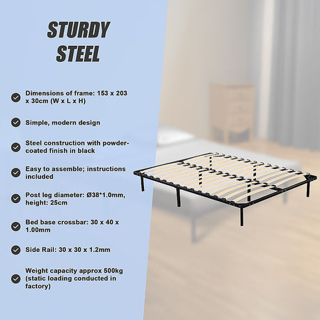 Allure black queen metal bed frame showing quick assembly detail — Allure Home Collections