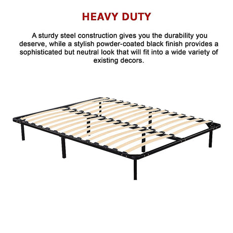 Allure steel queen bed frame showing 500kg capacity — Allure Home Collections