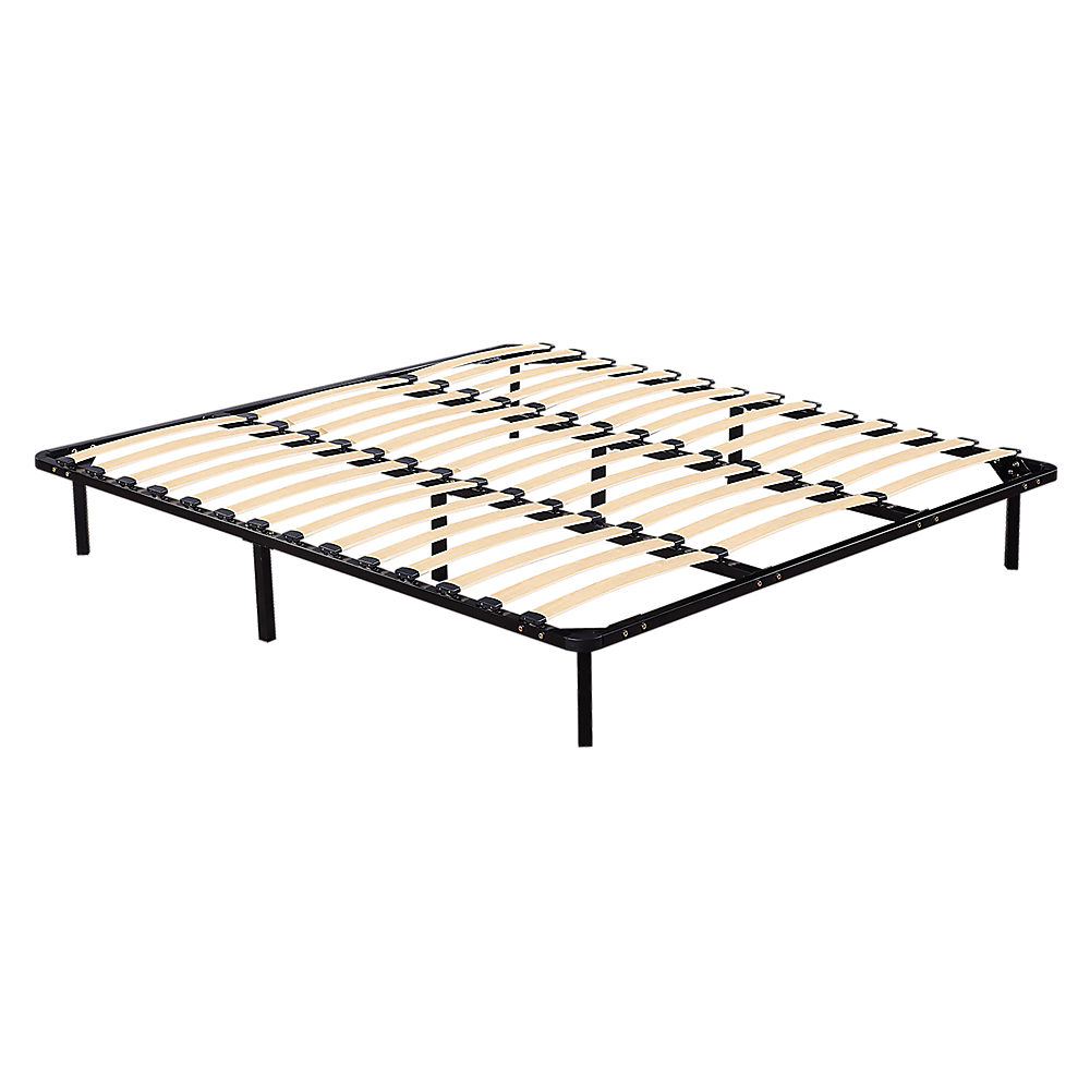 King metal bed frame in black powder-coated steel — full front view — Allure Home Collections