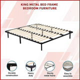 King metal bed frame side profile showing 30cm low-profile height — Allure Home Collections