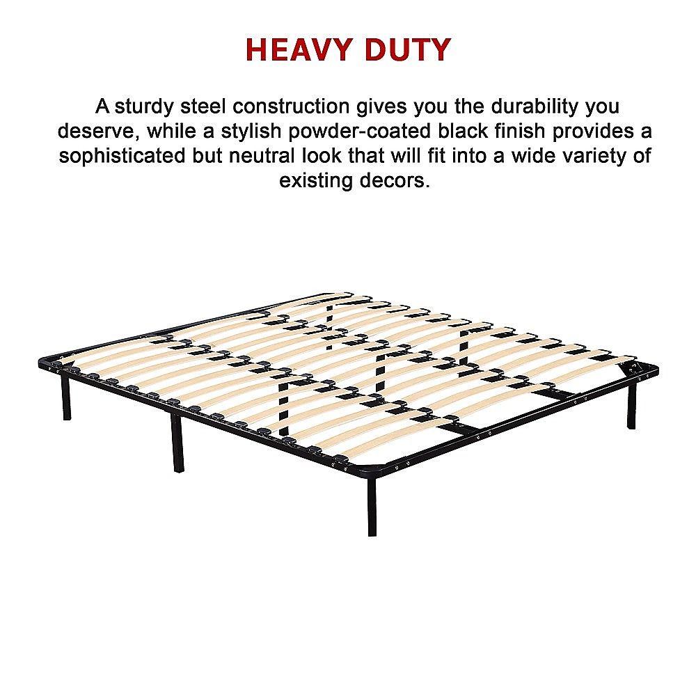 King metal bed frame underbed clearance detail — Allure Home Collections