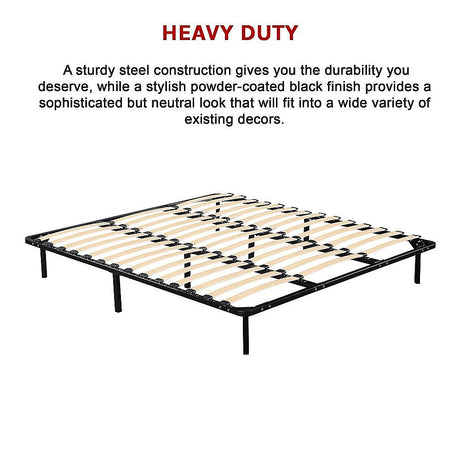 King metal bed frame underbed clearance detail — Allure Home Collections