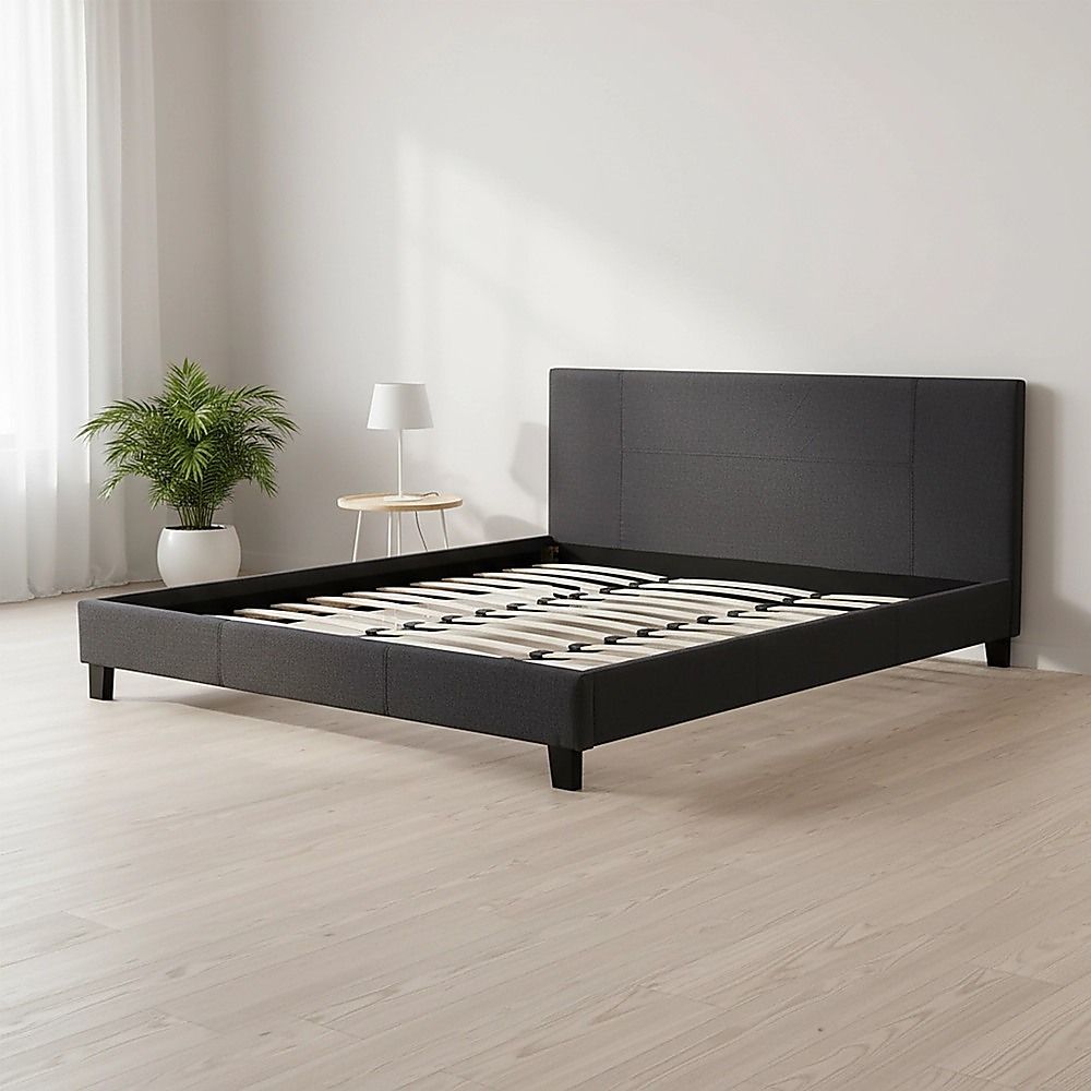 Sorrento Grey King bed frame in a modern bedroom