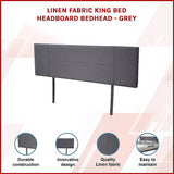 Designer Stitched King Bed Headboard — Grey Linen — Allure Home Collections