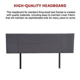 Designer Stitched King Bed Headboard — Grey Linen — Allure Home Collections