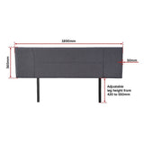 Designer Stitched King Bed Headboard — Grey Linen — Allure Home Collections