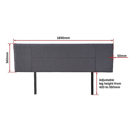 Designer Stitched King Bed Headboard — Grey Linen — Allure Home Collections
