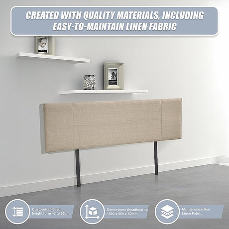 Jagungal Rectangular Bed Head, Beige King