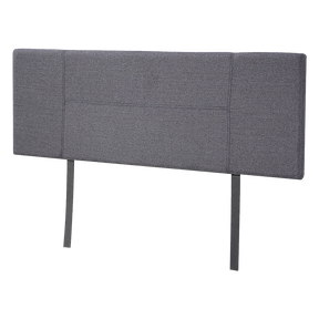 Bombala grey linen stitched queen bed head in a bedroom