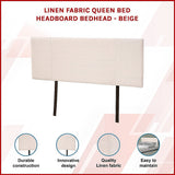 Designer Stitched Queen Bed Headboard — Beige Linen — Allure Home Collections