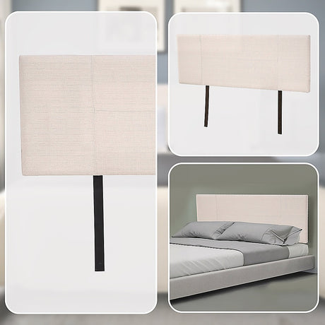 Designer Stitched Queen Bed Headboard — Beige Linen — Allure Home Collections