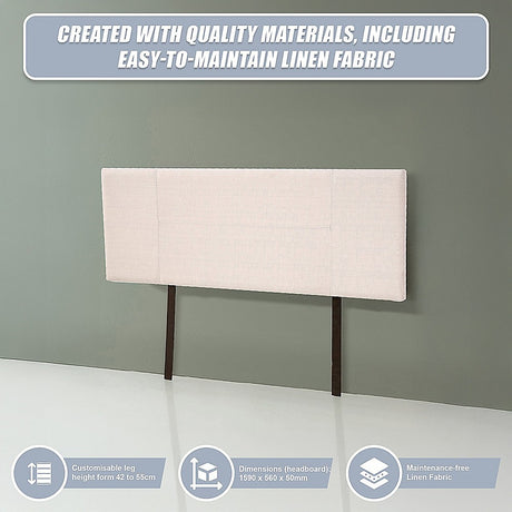 Designer Stitched Queen Bed Headboard — Beige Linen — Allure Home Collections