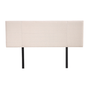 Bombala beige linen stitched queen bed head in a bedroom