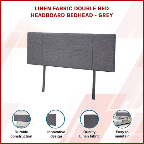 Jagungal Rectangular Bed Head, Grey Double