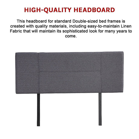 Jagungal Rectangular Bed Head, Grey Double