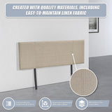 Designer Stitched Double Bed Headboard — Beige Linen, Adjustable Height — Allure Home Collections
