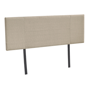 Bombala beige linen stitched double bed head with adjustable height in a bedroom