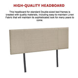 Designer Stitched Double Bed Headboard — Beige Linen, Adjustable Height — Allure Home Collections