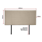 Designer Stitched Double Bed Headboard — Beige Linen, Adjustable Height — Allure Home Collections