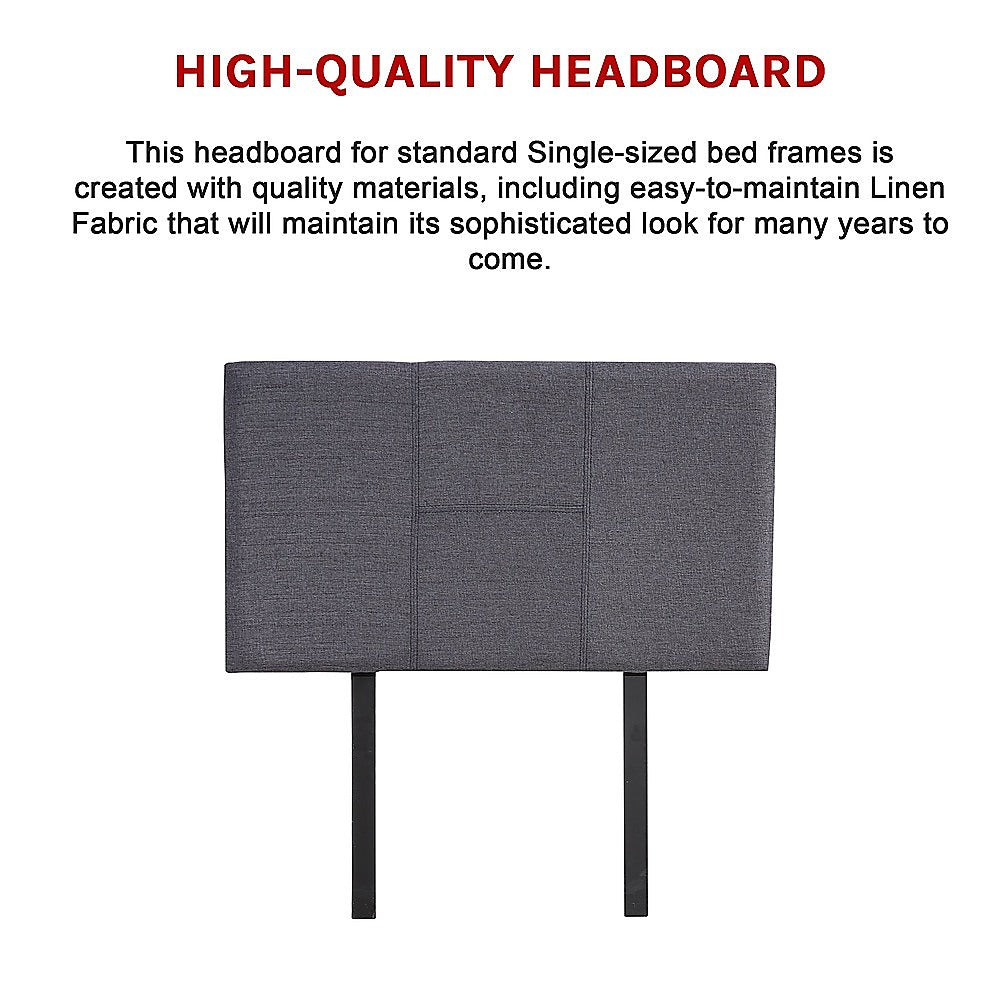 Jagungal Rectangular Bed Head, Grey Single