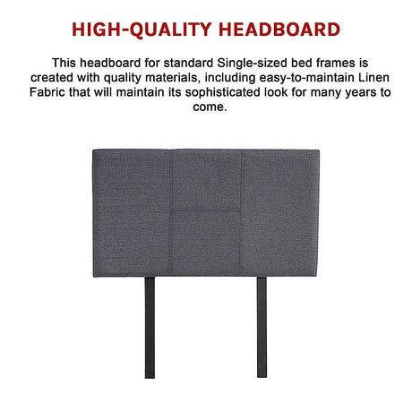 Jagungal Rectangular Bed Head, Grey Single